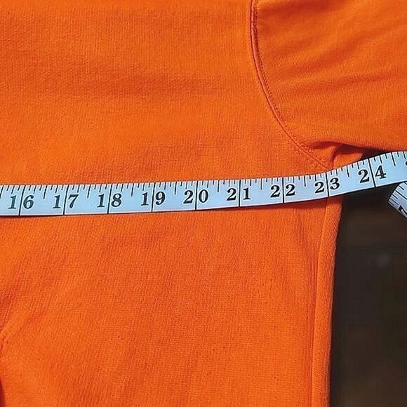 Vtg 80s fluorescent orange zip up hoodie - Picture 8 of 9